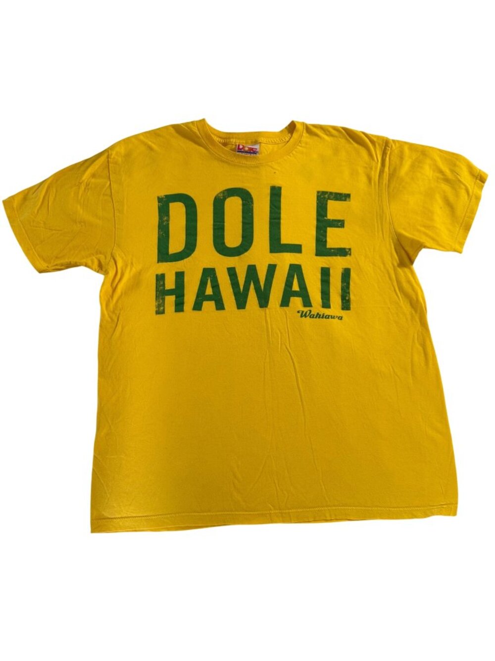 Dole Hawaii Unisex Graphic T-Shirt L Y2K Yellow 100% Cotton Banana Pineapple Vtg